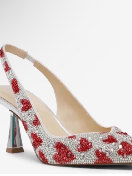 Betsey Johnson Shoes - Betsey Johnson sling back heels pumps womens 9 rhinestone hearts Mya